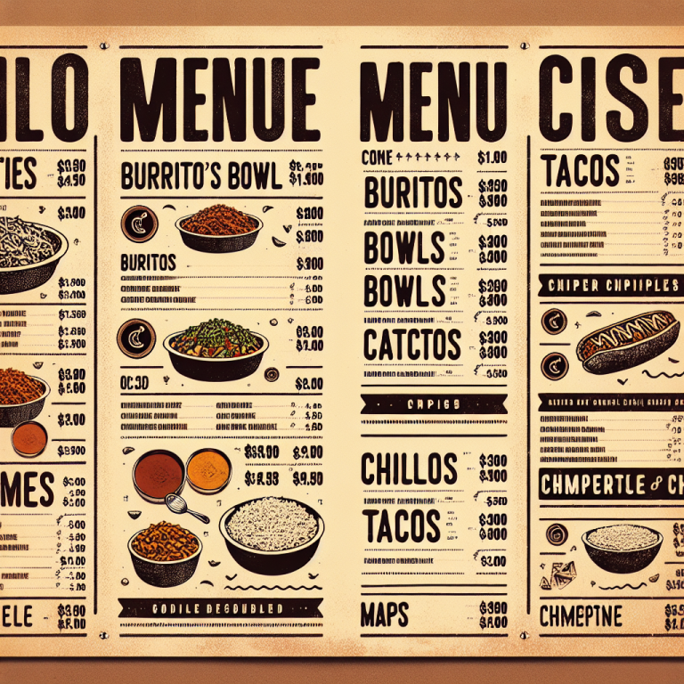 Chipotle Menu Printable With Prices