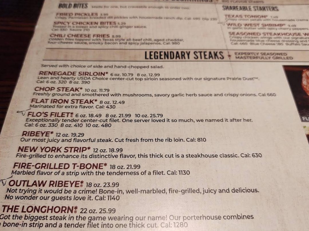 Longhorn Steakhouse Colorado Springs Menu