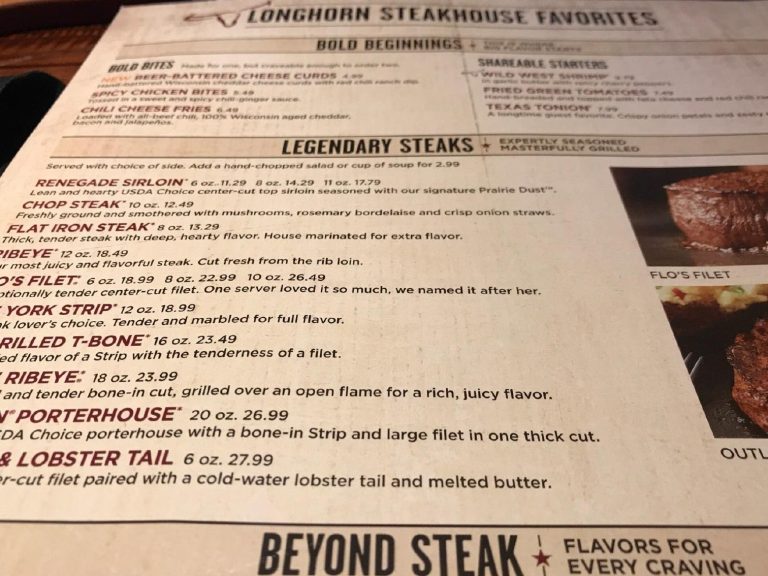 Longhorn Steakhouse Minot Menu