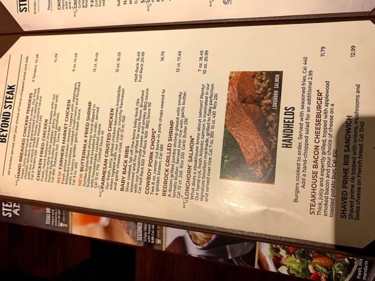 Longhorn Steakhouse Tyler Menu