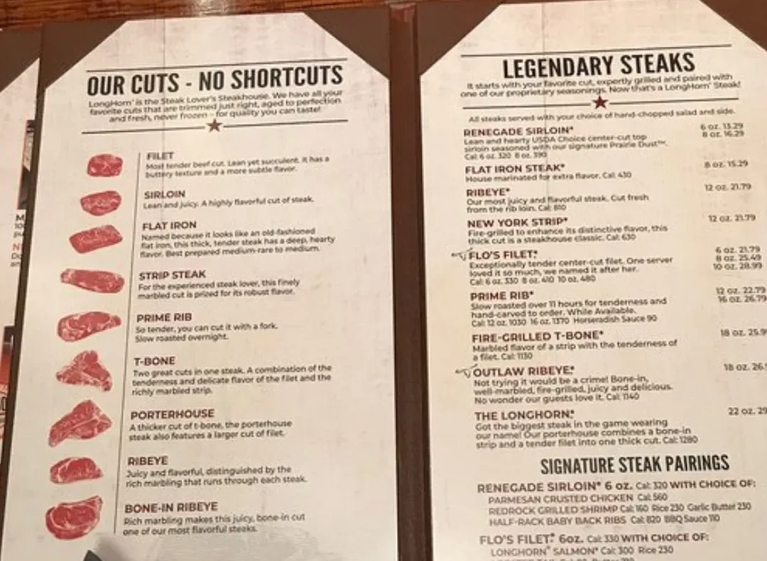 Longhorn Steakhouse Warren Menu