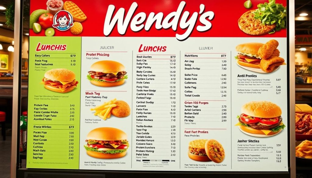 nutritional information on Wendy's lunch menu